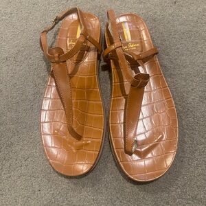 Sam Edelman Tan Croc-Embossed Sandals